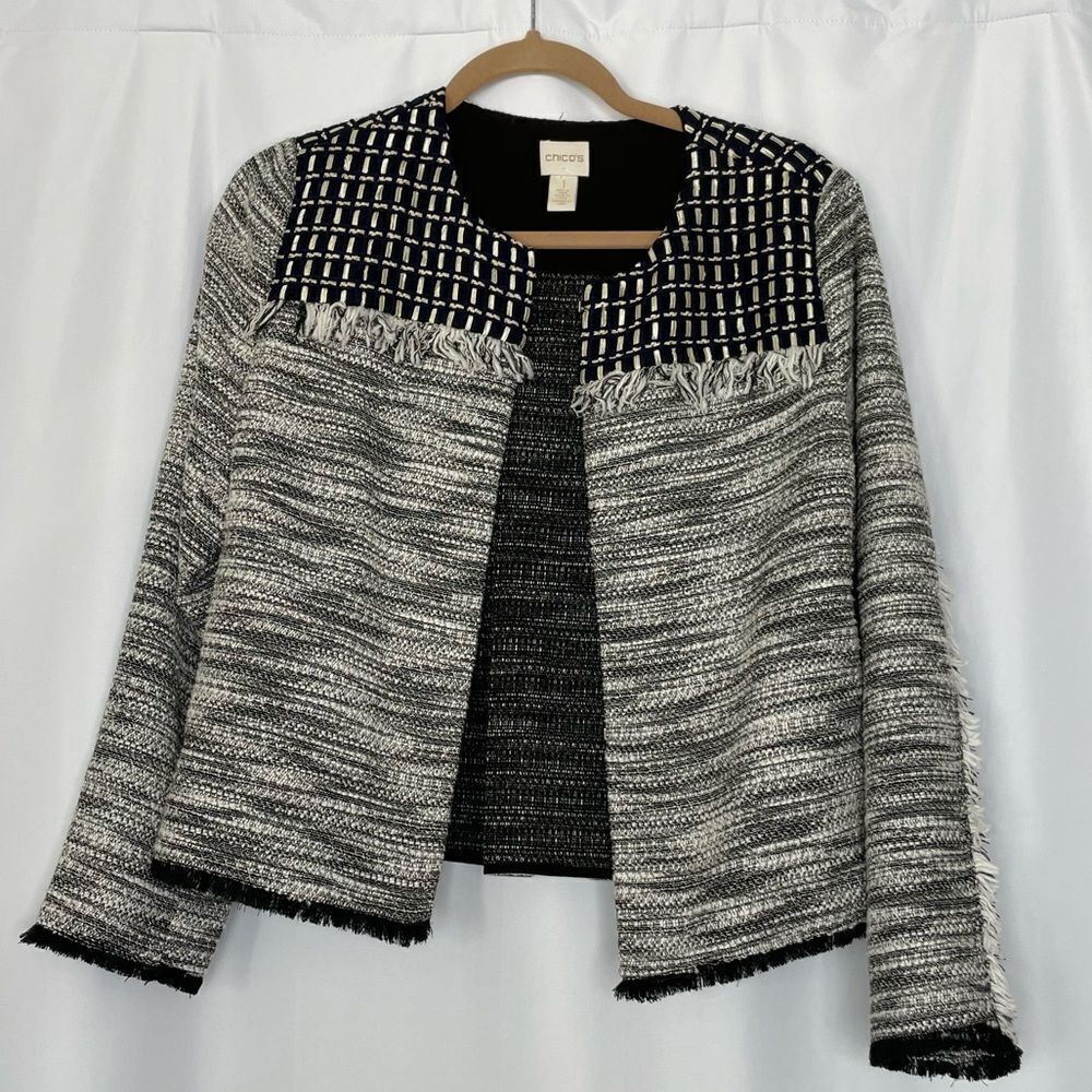 Chico’s Tweed Fringe Jacket US size Medium Chico’s 1